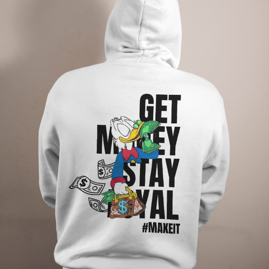 "Get Money & Stay Fresh in this Streetwear Hoodie: Donald Duck Mashup Art for the Fashion-Conscious"