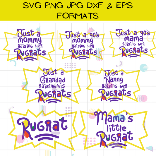 Rugrats Family Bundle - Digital Files for the Whole Gang, Mac OS X, 90s Mama Raising Her Rugrats Digital Bundle, Grandma&Grandpa, SVG/PNG