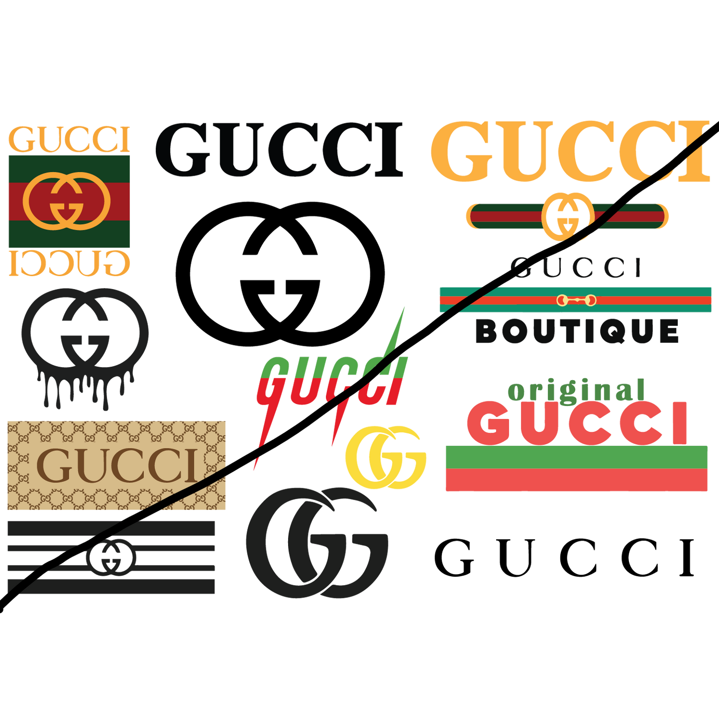 Gucci Logo Art Bundle | 12+ Designs in PNG, SVG, DXF, EPS, PDF Formats